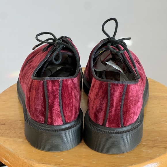Dr. Martens Hugh Burgundy Red Velvet Lace-Up Oxfords Shoes - Burgundy - Picture 15 of 16